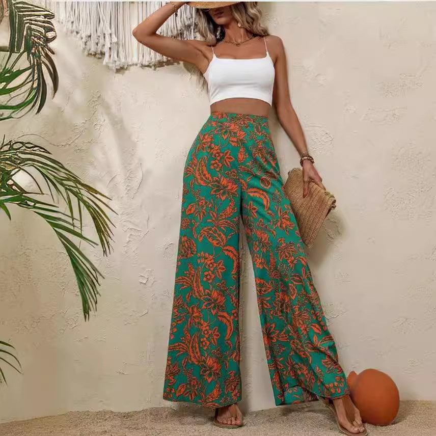 Elegant Floral Wide Leg Pants by Greta 