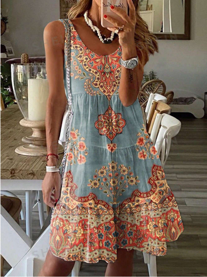 Floral Print Greta  Summer Sleeveless Dress