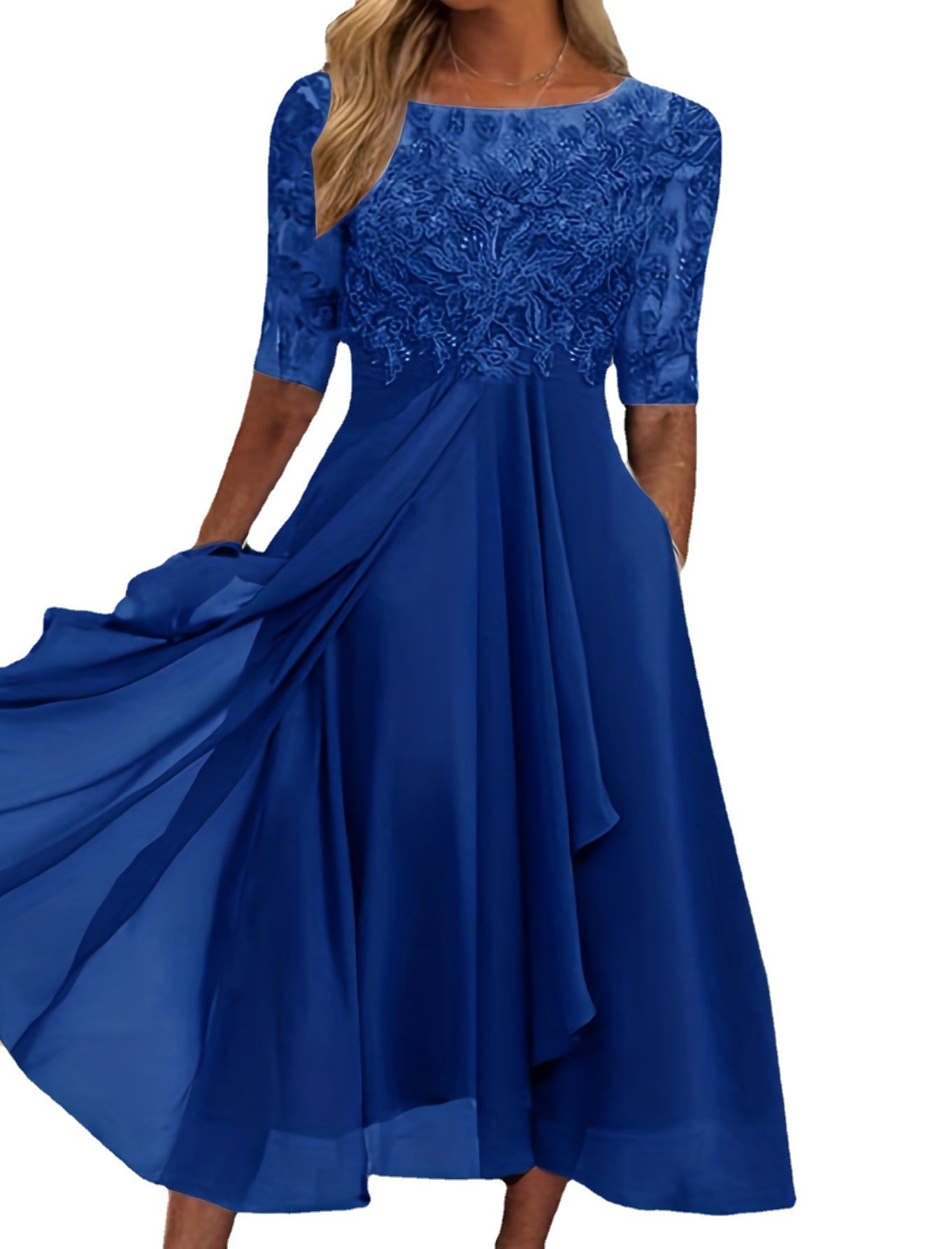 Elegant Greta  Lace Midi Evening Dress