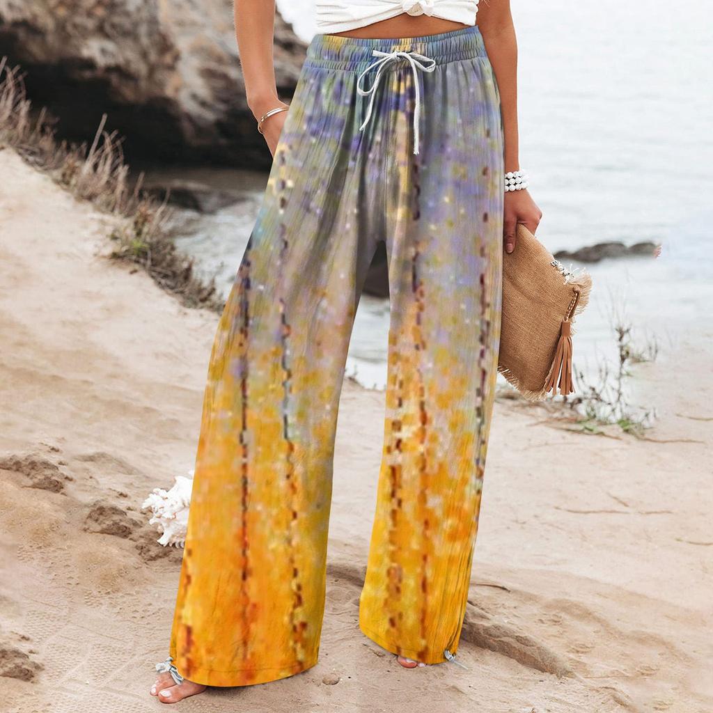 Boho Botanical Greta  Women's Wide-Leg Pants
