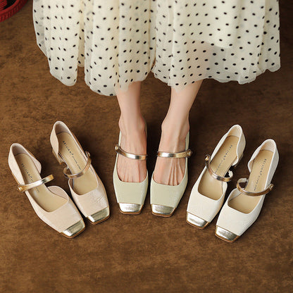 Retro Buckle Greta  Mid Heel High Heels
