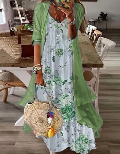 Floral Print Greta  Summer Two-Piece Dress Set