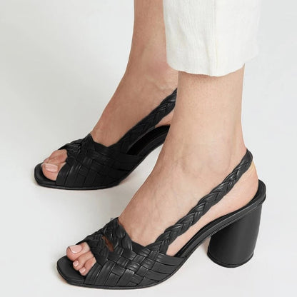 Chic Woven Heeled Sandals by Greta 