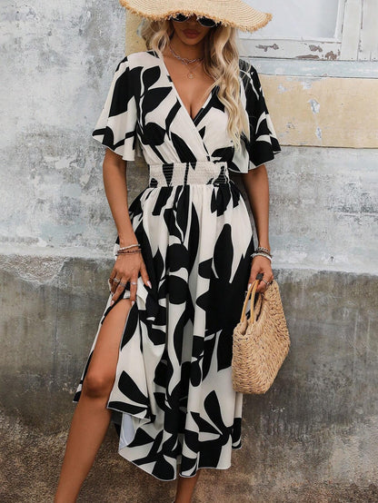 Elegant Crossneck Print Dress Greta 