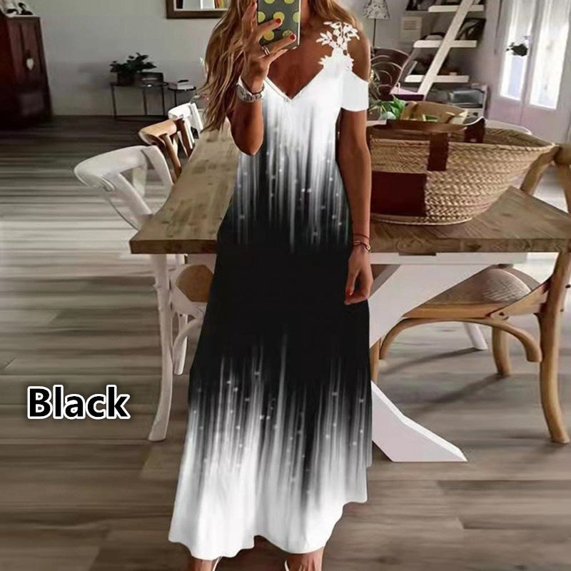 Floral Lace V-Neck Maxi Dress by Greta 