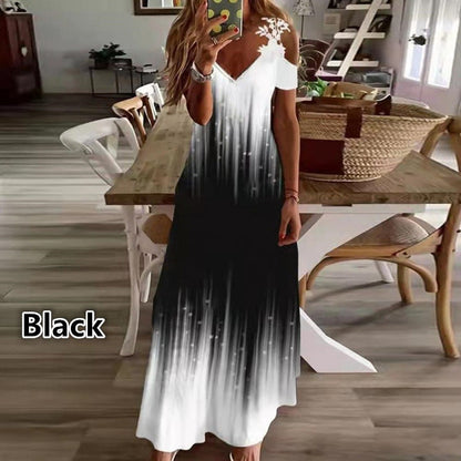 Floral Lace V-Neck Maxi Dress by Greta 