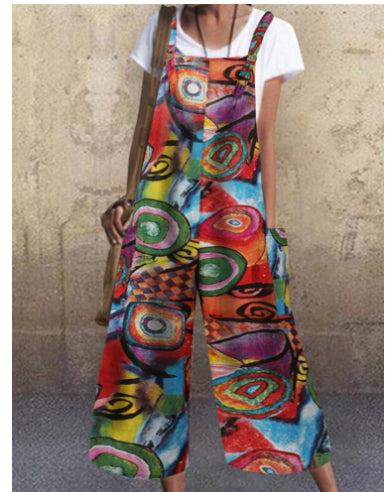 Floral Patchwork Greta  Suspender Jumpsuit