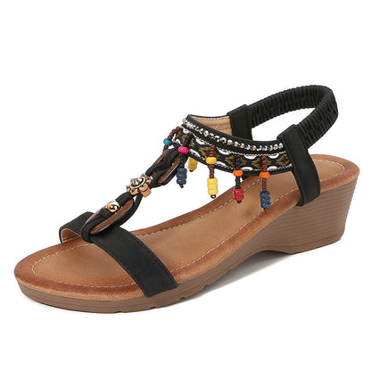 Chic Rhinestone Wedge Sandals by Greta 
