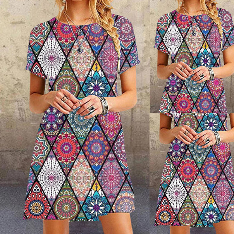 Vibrant Printed Ultra-Short Dress by Greta 