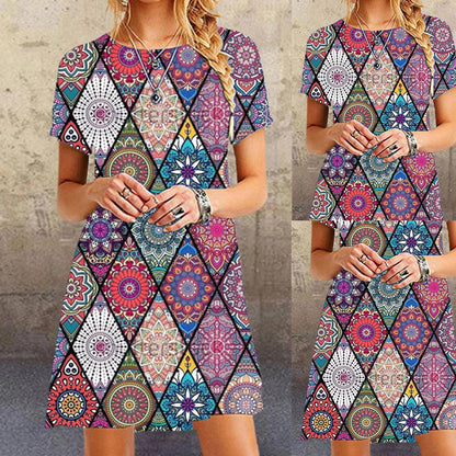 Vibrant Printed Ultra-Short Dress by Greta 