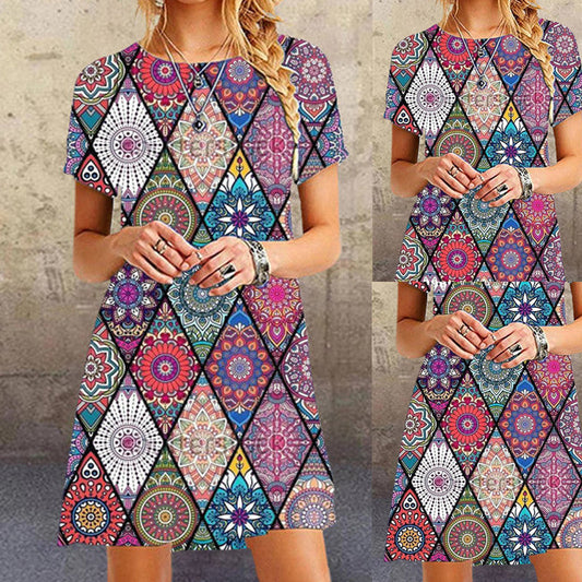 Vibrant Printed Ultra-Short Dress by Greta 