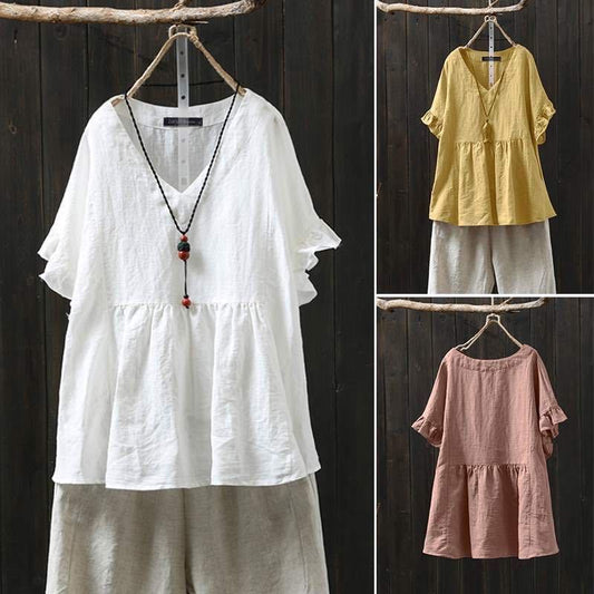Ruffled Cotton Plus Top Greta  Pinterest-Inspired