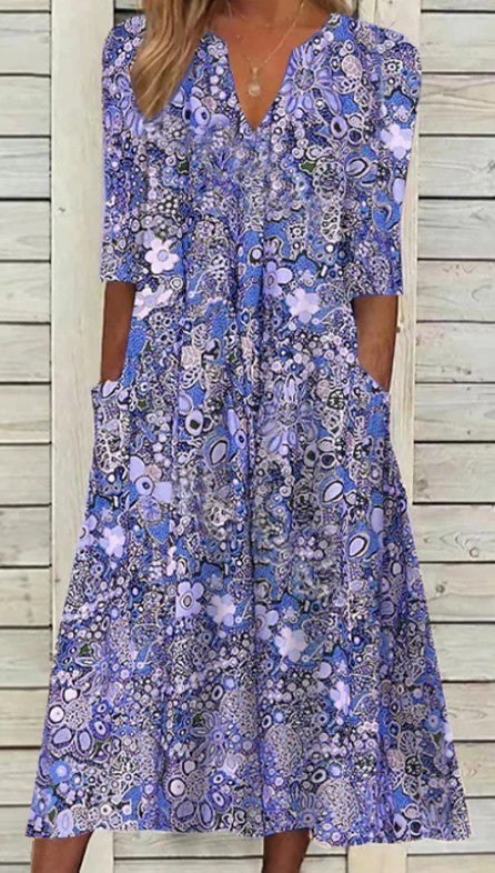 Boho Floral V Neck Dress Greta 