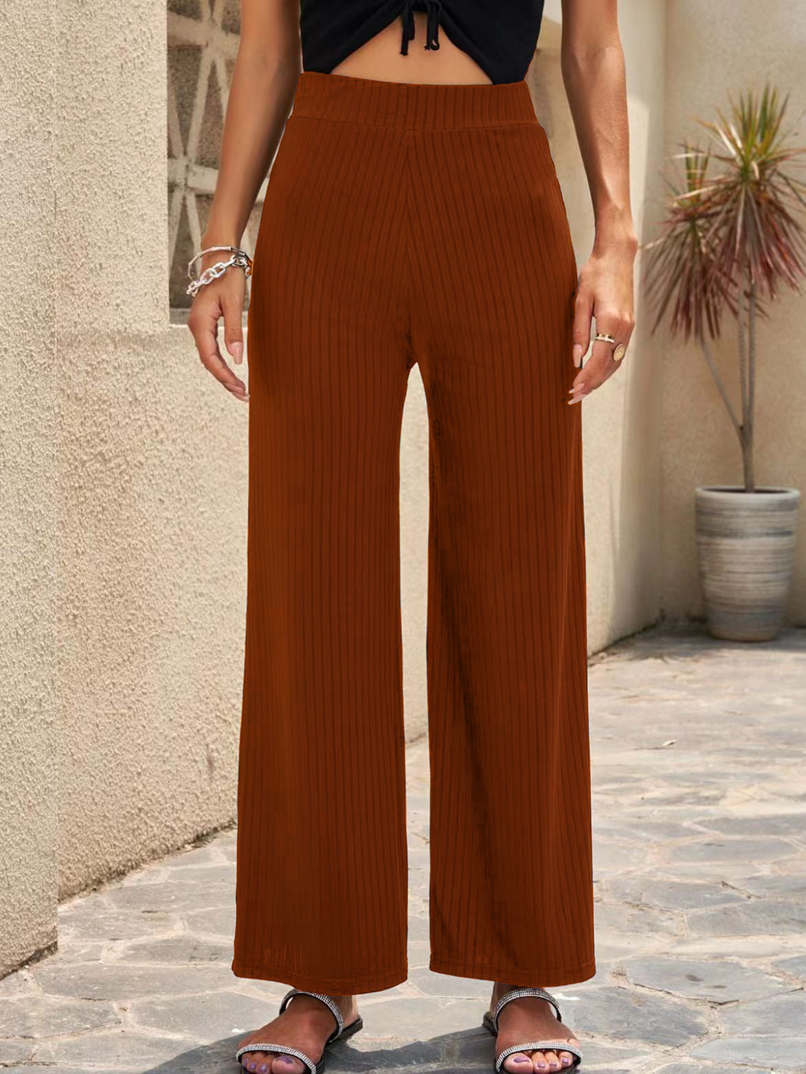 Stretch Wide-Leg Pants by Greta 