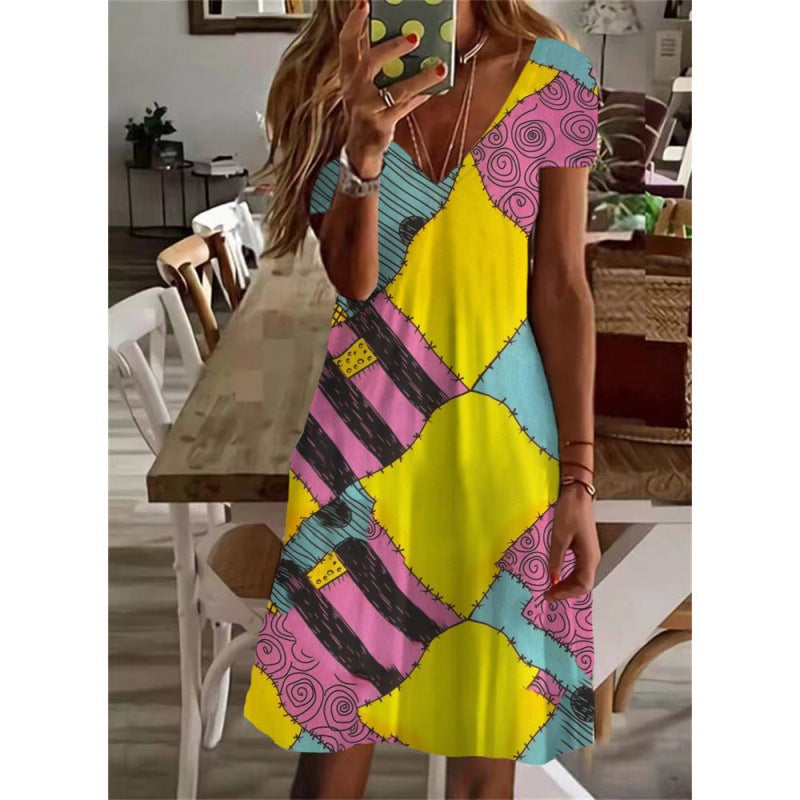 Vibrant V-Neck Summer Dress by Greta 