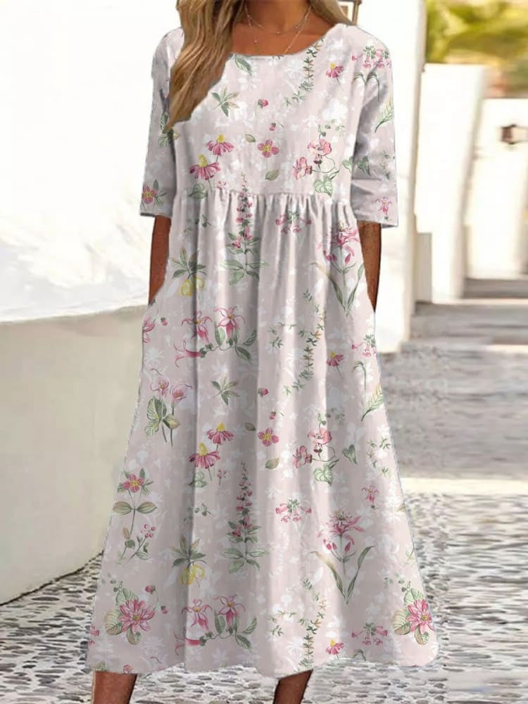 Floral Print Greta  Summer V-Neck Dress