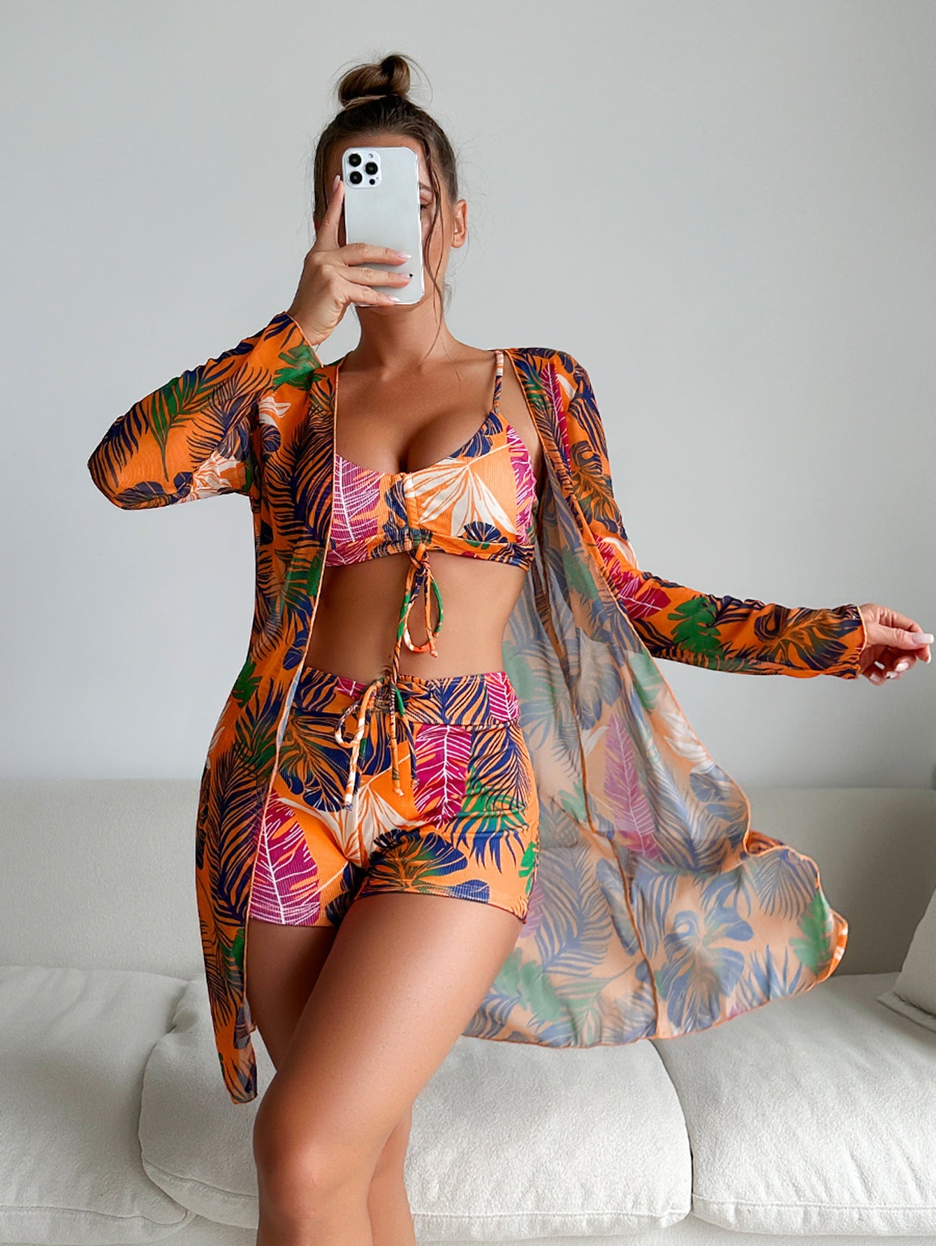 Vibrant Print Greta  Three-Piece Bikini Set