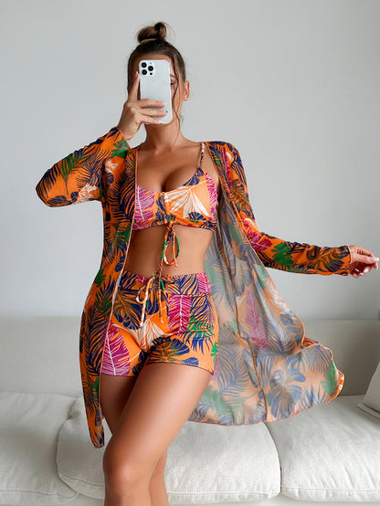Vibrant Print Greta  Three-Piece Bikini Set