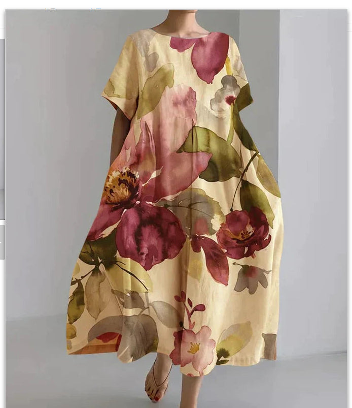 Artful Floral Greta  Summer Midi Dress