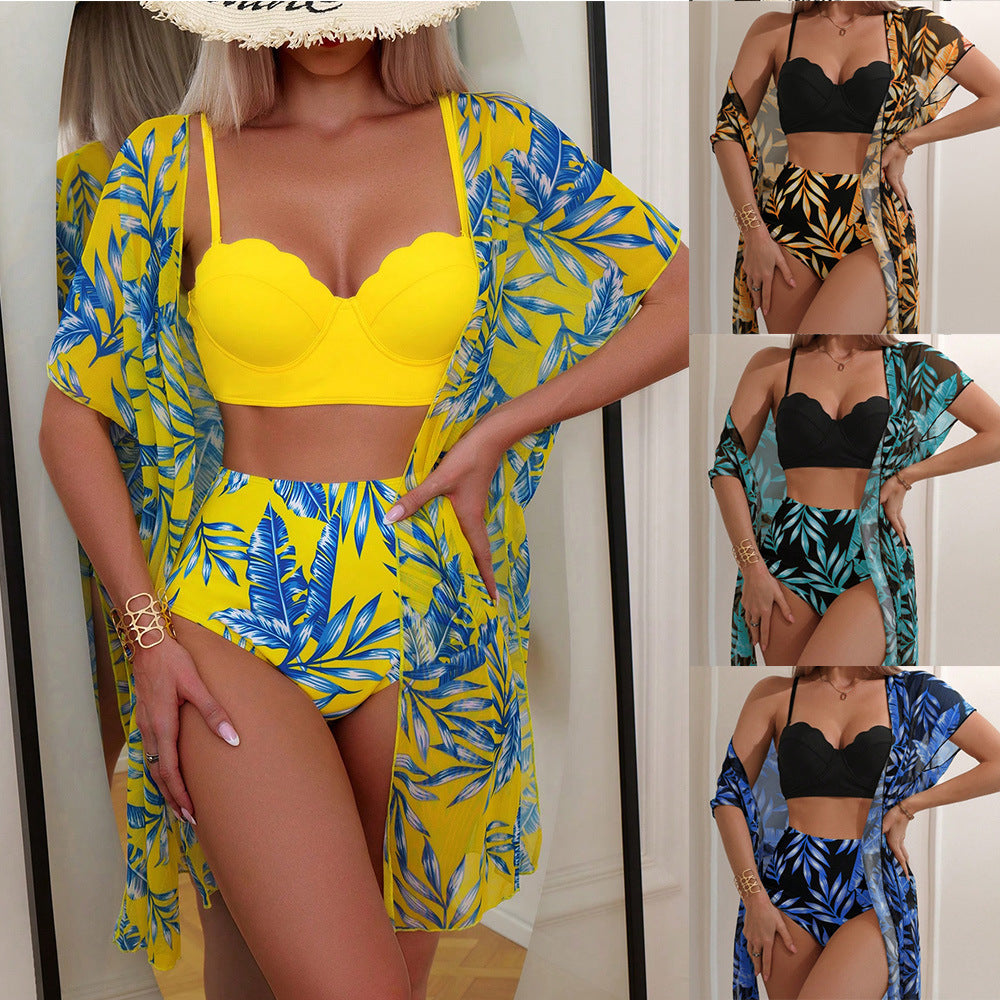 Vibrant Maple Leaf High Waist Bikini by Greta 