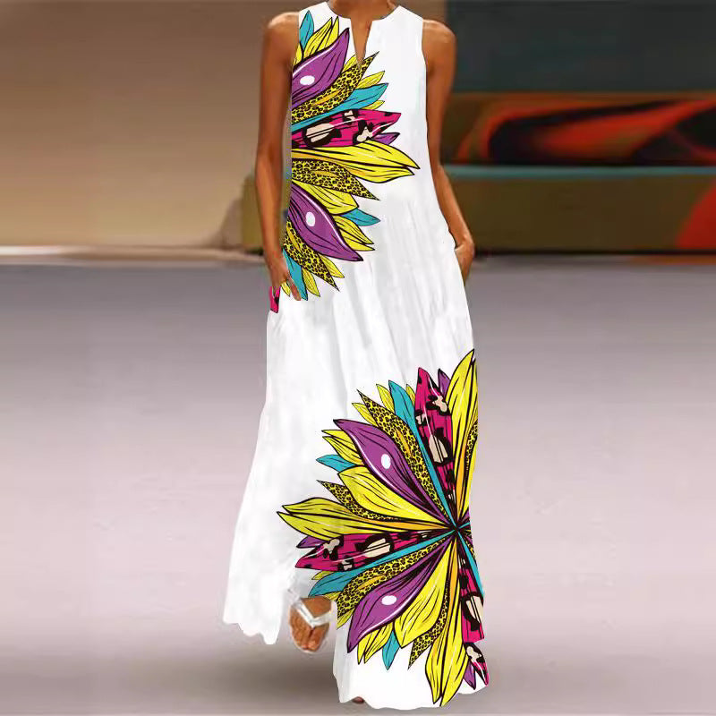 Elegant Printed Pocket Maxi Dress by Greta 