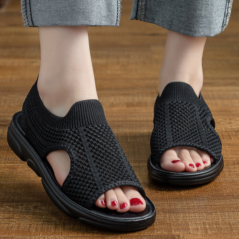 Breathable Knit Flat Sandals by Greta 