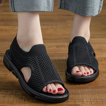 Breathable Knit Flat Sandals by Greta 