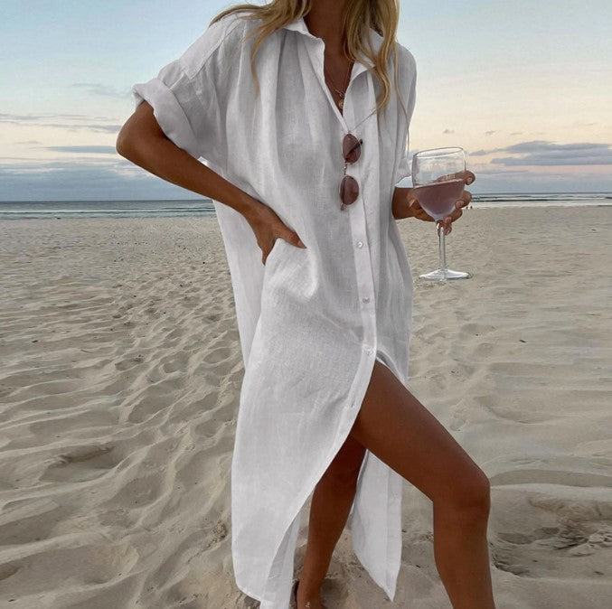 Lightweight Greta  Cotton Cardigan Dress