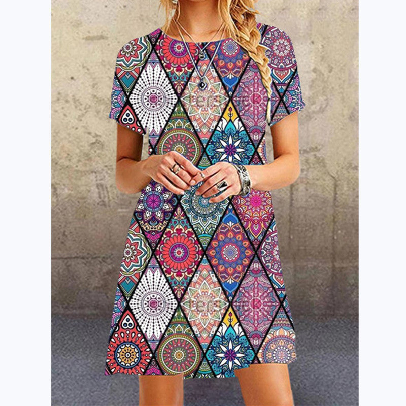 Vibrant Printed Ultra-Short Dress by Greta 