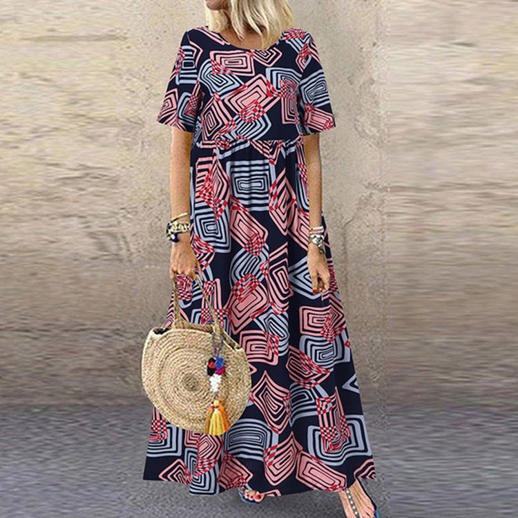 Geometric Summer Maxi Dress by Greta 