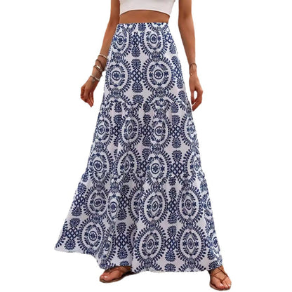 Blue Porcelain Print Greta  Swing Skirt