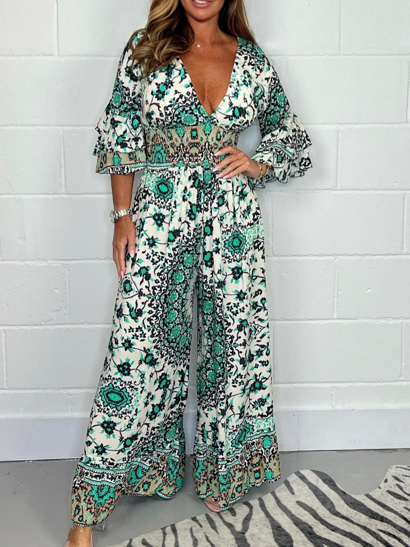 Boho Printed Greta  Plus Size Jumpsuit