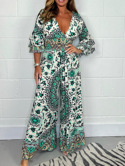 Boho Printed Greta  Plus Size Jumpsuit