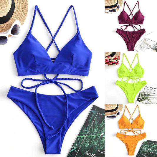 Strappy Solid Bikini by Greta 