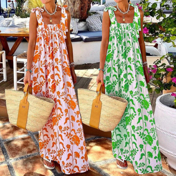 Boho Floral Print Sling Dress by Greta 