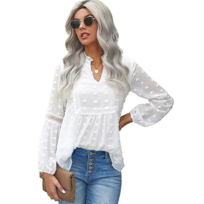 Chic Lace V-Neck Blouse by Greta 
