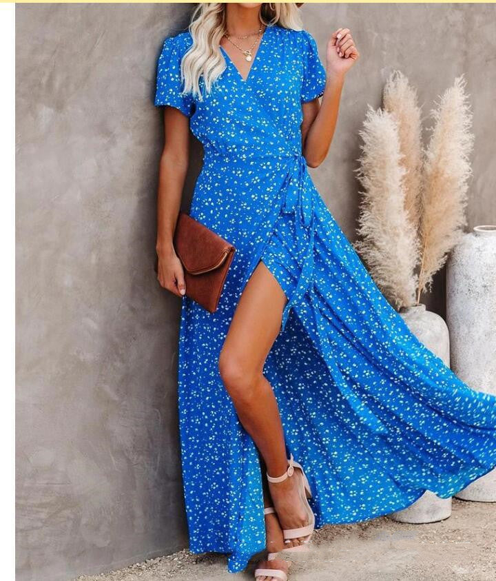 Floral Print Greta  Short Sleeve Maxi Dress