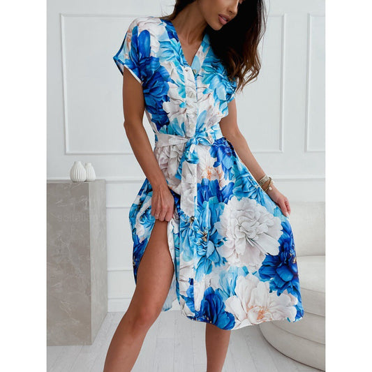 Vibrant Floral Greta  V-Neck Summer Dress