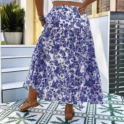 Floral Print Greta  Plus Size Maxi Skirt
