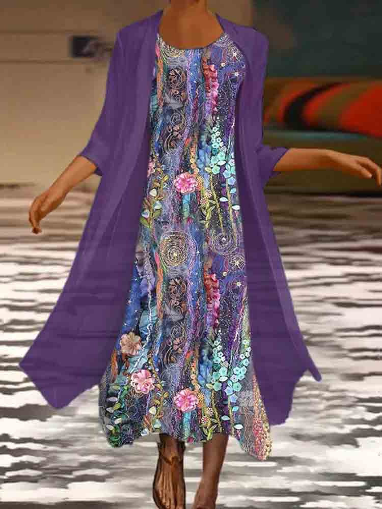Elegant Floral Greta  Summer Two-Piece Dress