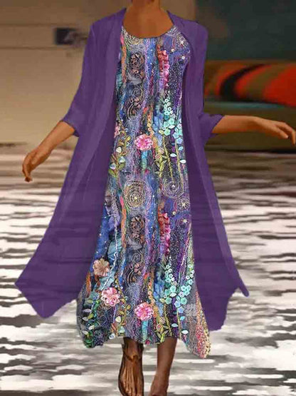 Elegant Floral Greta  Summer Two-Piece Dress