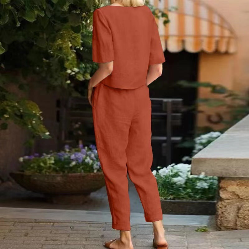 Vintage Linen Set by Greta  - Summer Capri Outfit
