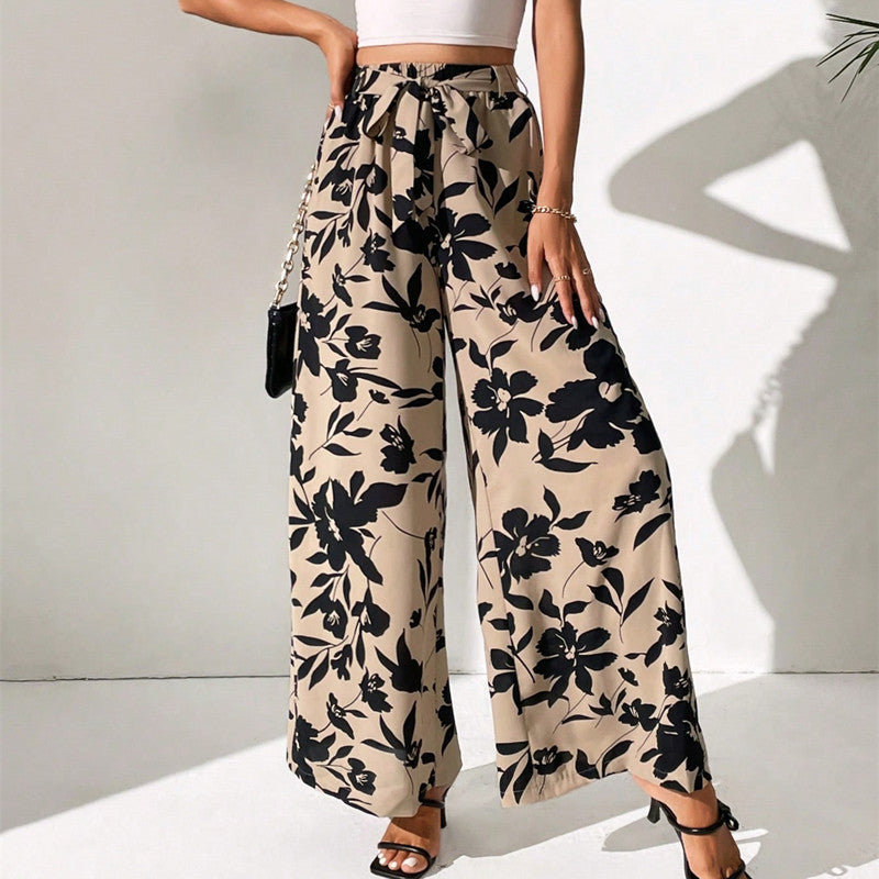Floral High Waist Wide Leg Pants by Greta 