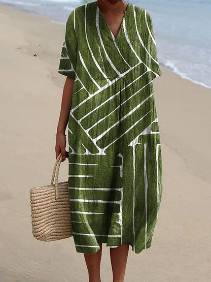 Boho Floral Greta  V-Neck Summer Dress