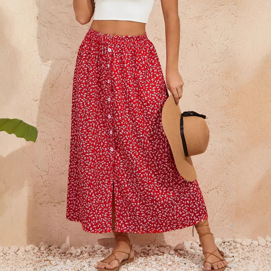 Pastoral Floral A-Line Skirt by Greta 