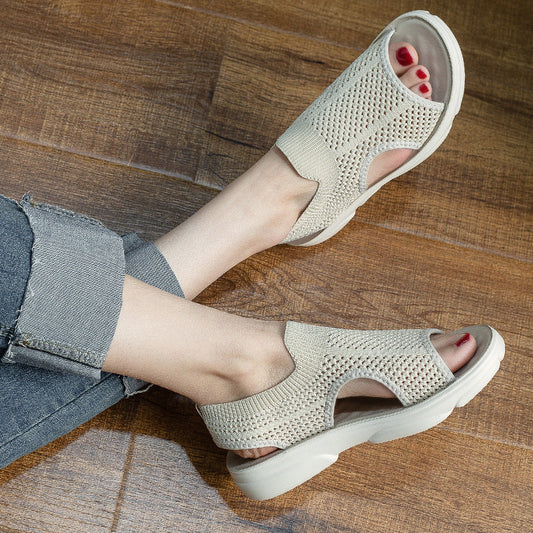 Breathable Knit Flat Sandals by Greta 