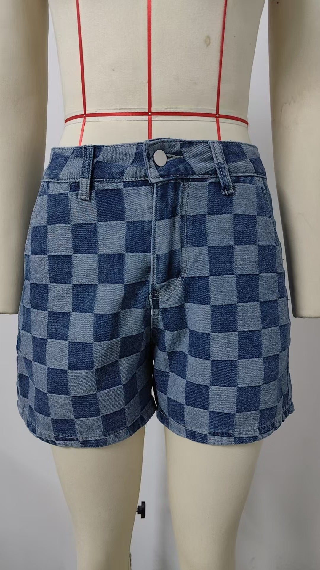 Trendy Greta  Geometric Denim Short Set