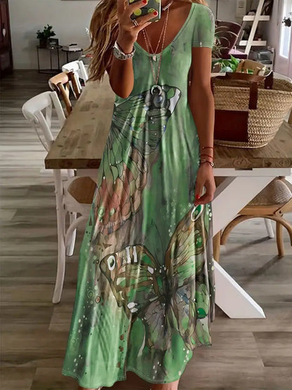 Bohemian Butterfly Print Greta  Maxi Dress