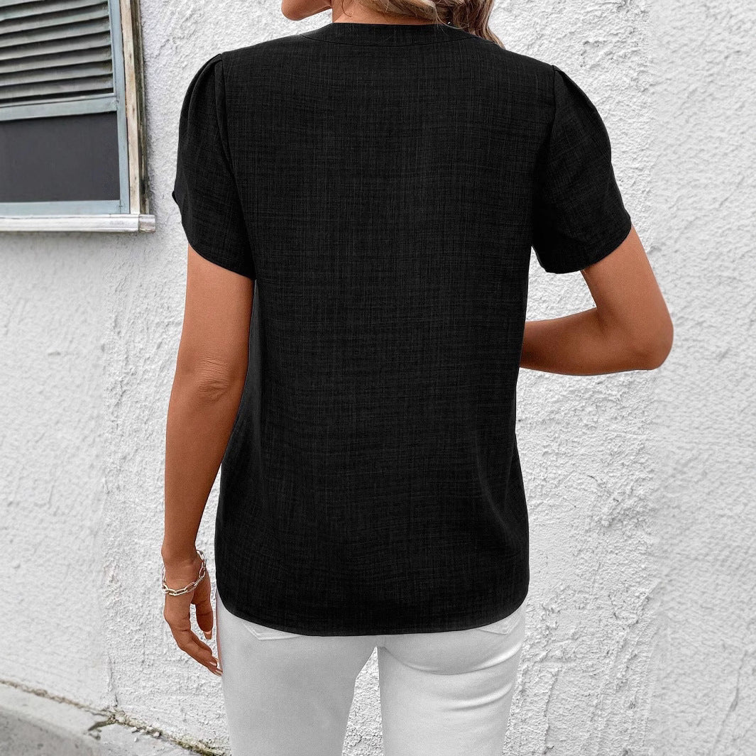 Chic Printed Blouse Greta  Shoulder Pleat Top