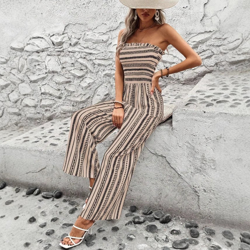 Chic Striped Greta  Tube Top Jumpsuit